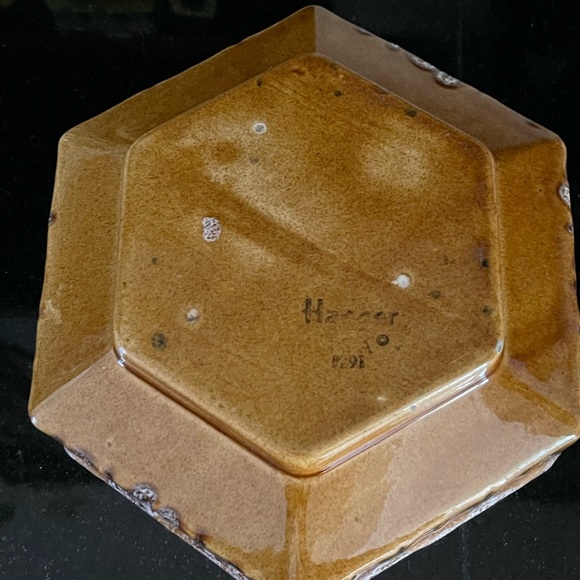 VINTAGE 1960s HAEGER 291 HEXAGON BULB SUCCULENT PLANTER 9” gold/brown drip glaze - Picture 7 of 15